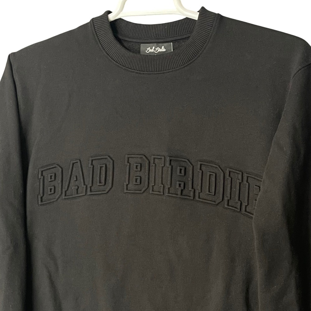 Bad Birdie Sweatshirt Men's Medium Black Crew Neck Pullover Embossed‎ Logo Golf